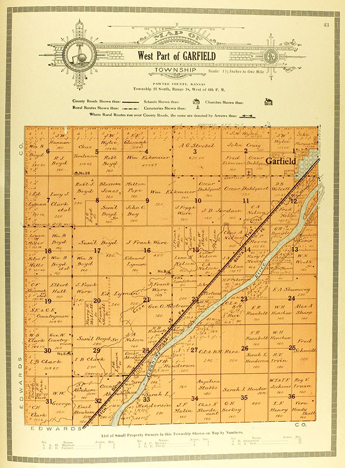 1916 plat of Township 23 South of Range 18 West